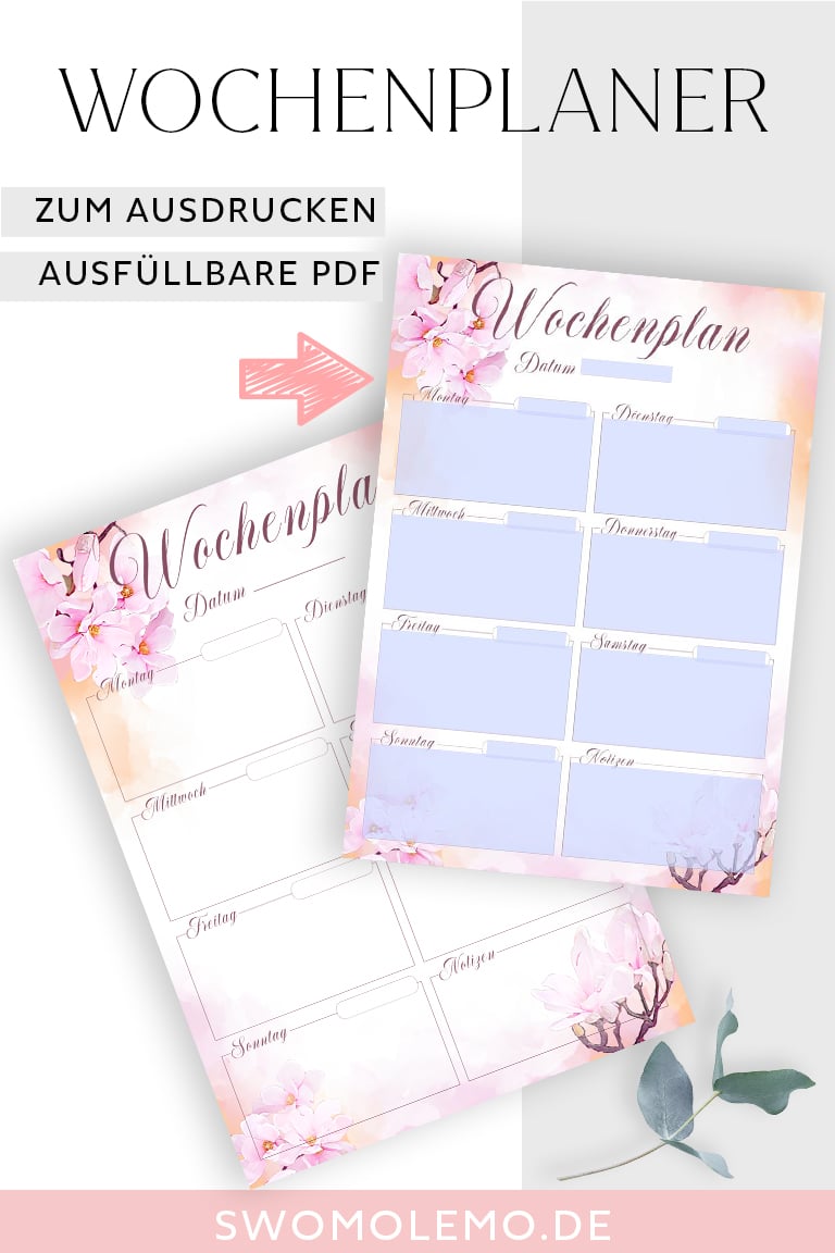 Wochenplaner zum ausdrucken ausfüllbare pdf bullet journal idee planer vorlage kalender organizer