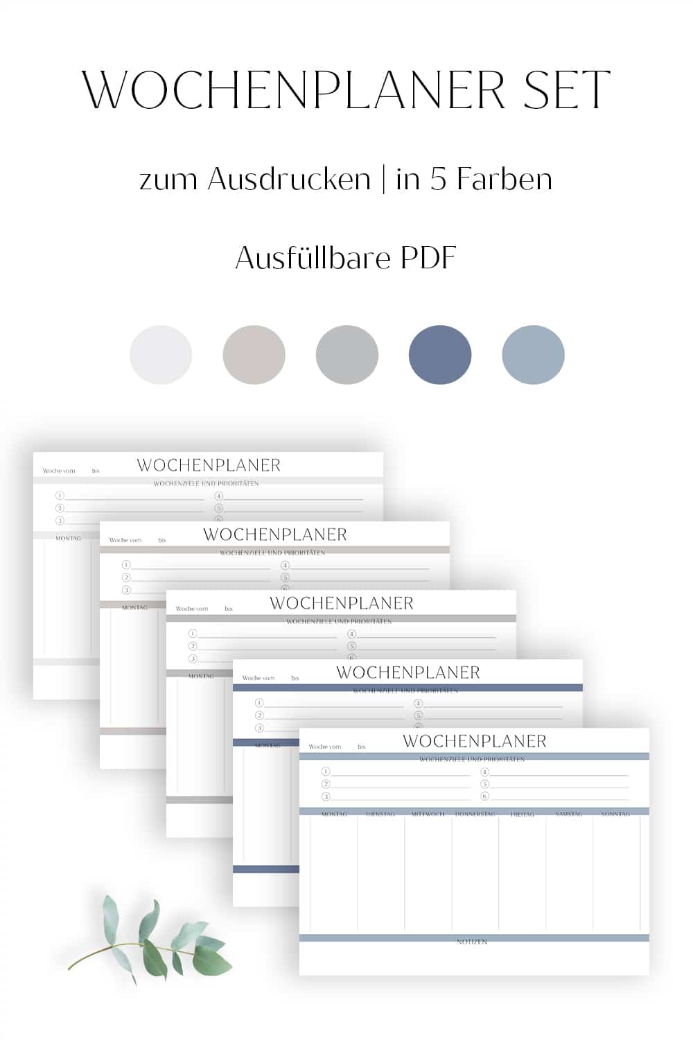 Wochenplan Vorlage Pdf Set Aus 5 Farben Swomolemo Printables