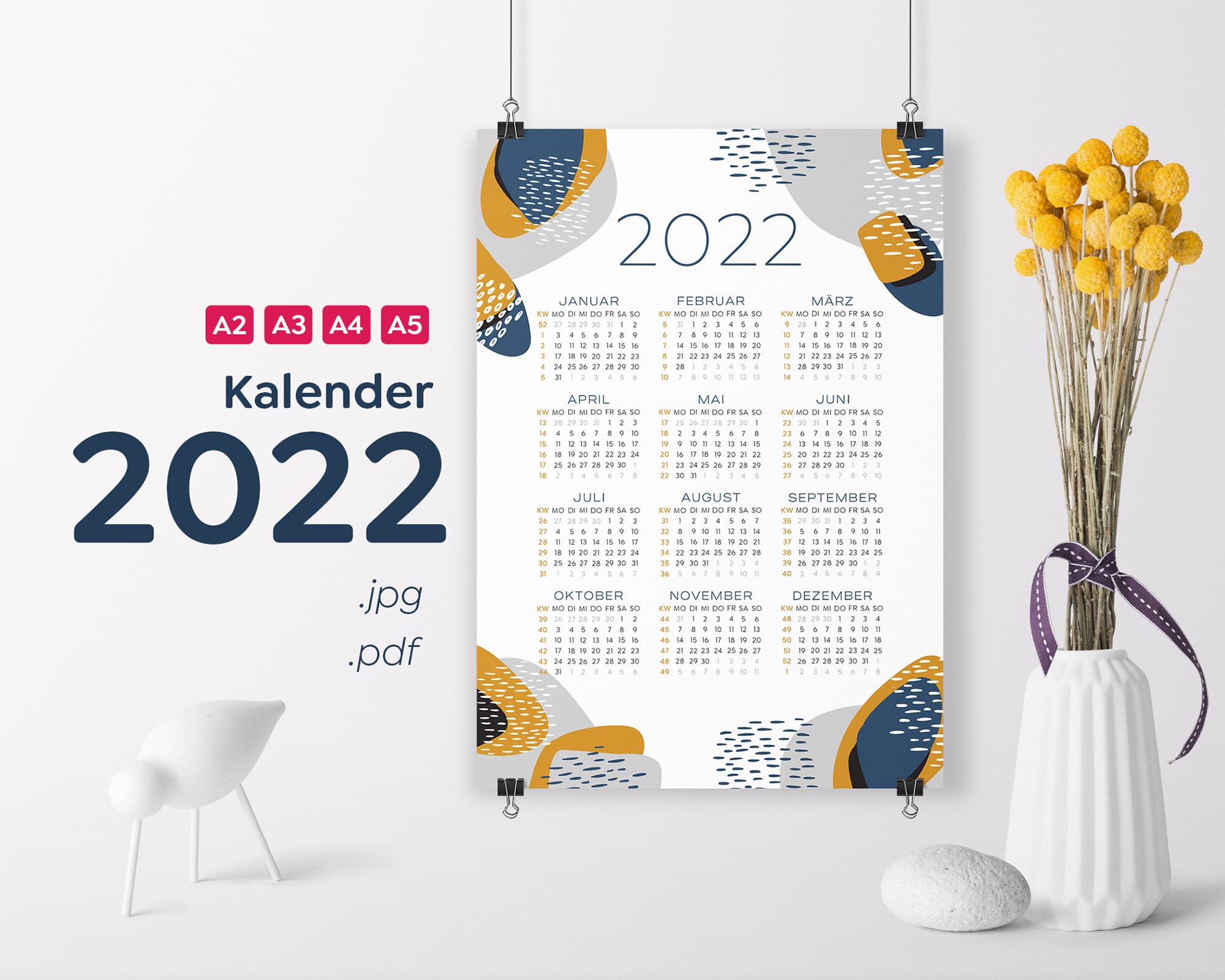 Kalender-2022-Außergewöhnlich-Design-Abstrakt-Wandkalender