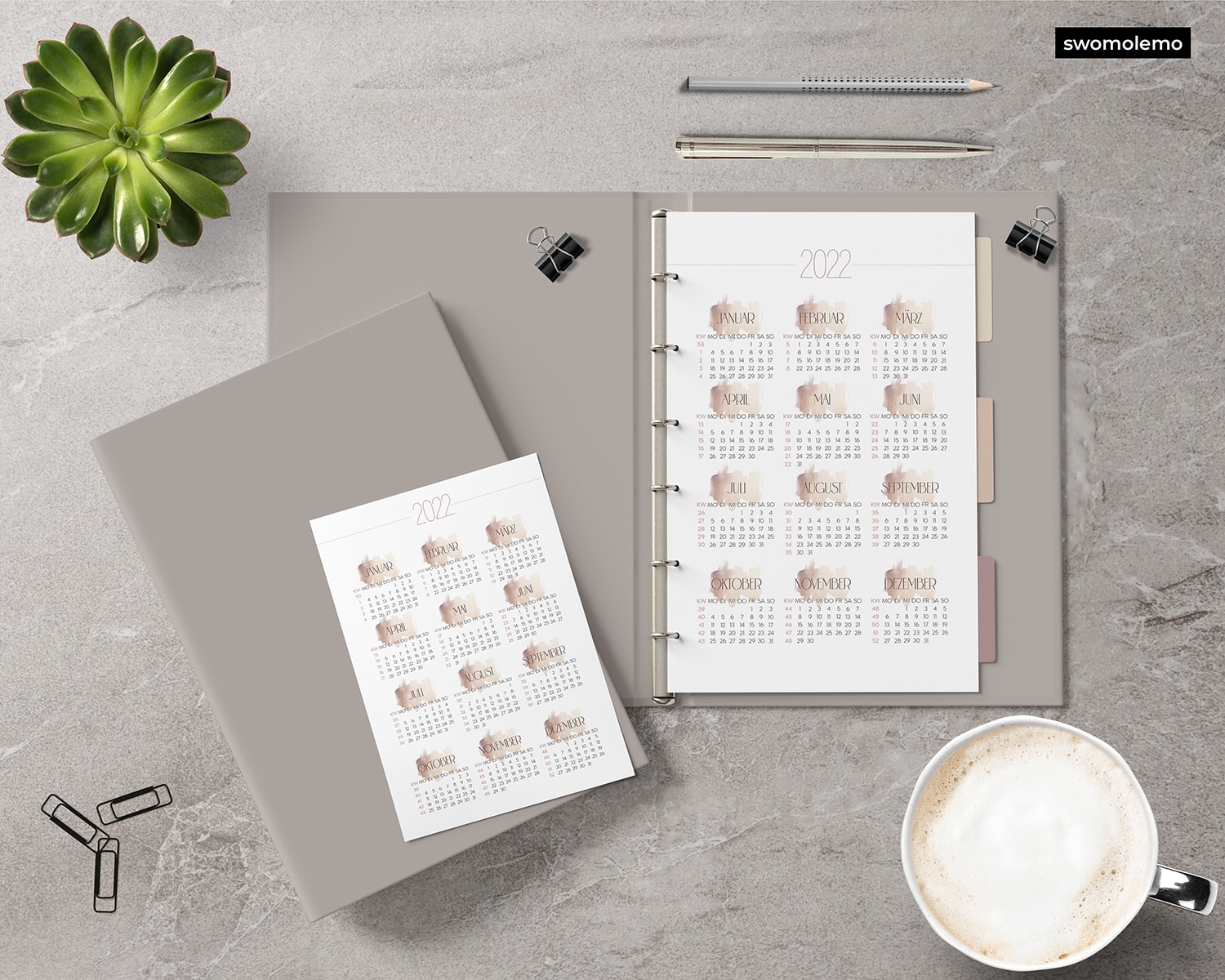 Kalender-Naturtöne-2022-Design-ausdrucken-Druckvorlage-Beige-Weiß-Modern