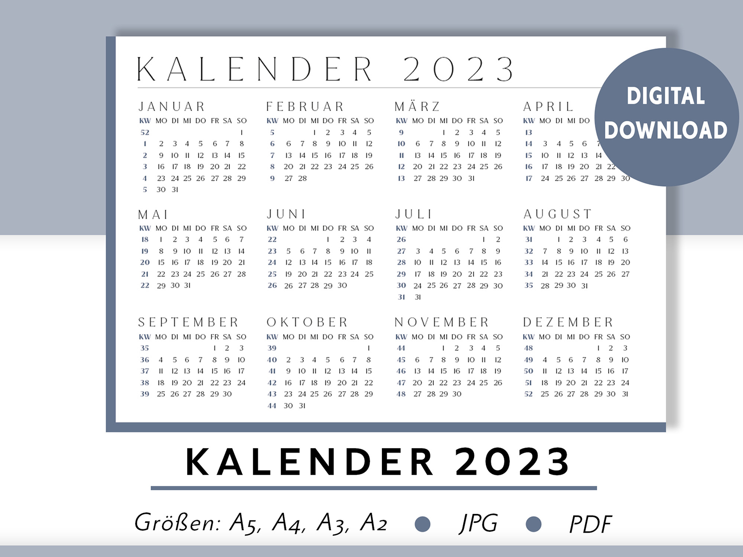 Blau-Kalender-2023-Digital-Vorlage-Planer-Bilder