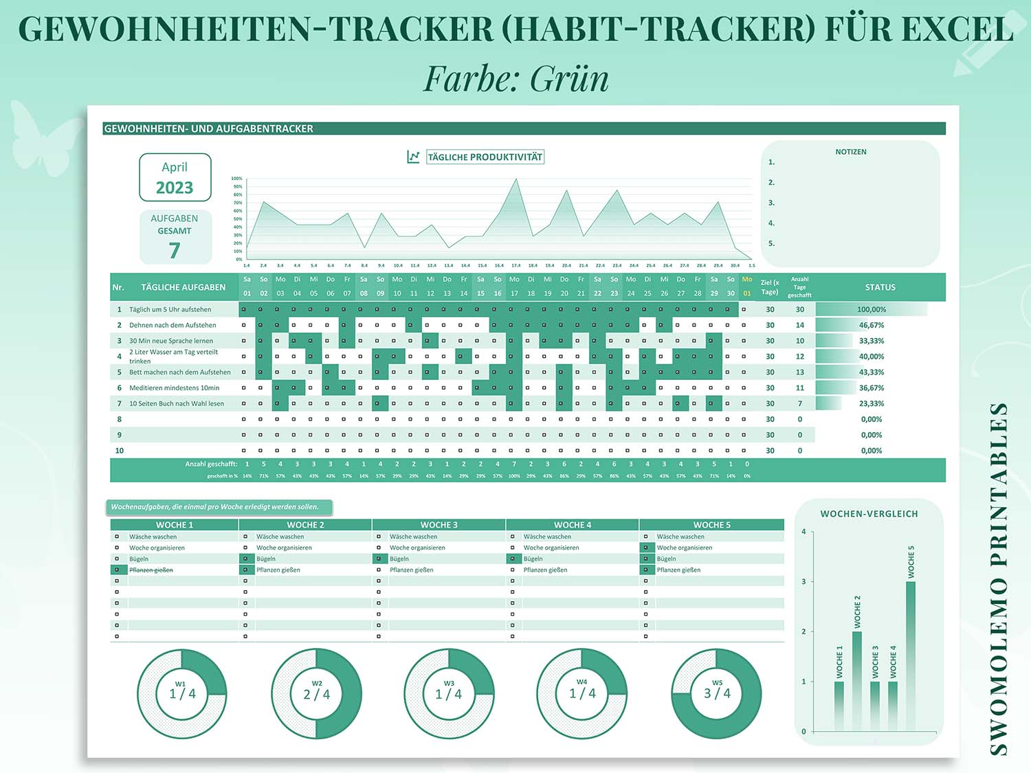 Habit-Tracker-Gewohnheitstracker-für-Excel-Farbe-Grün