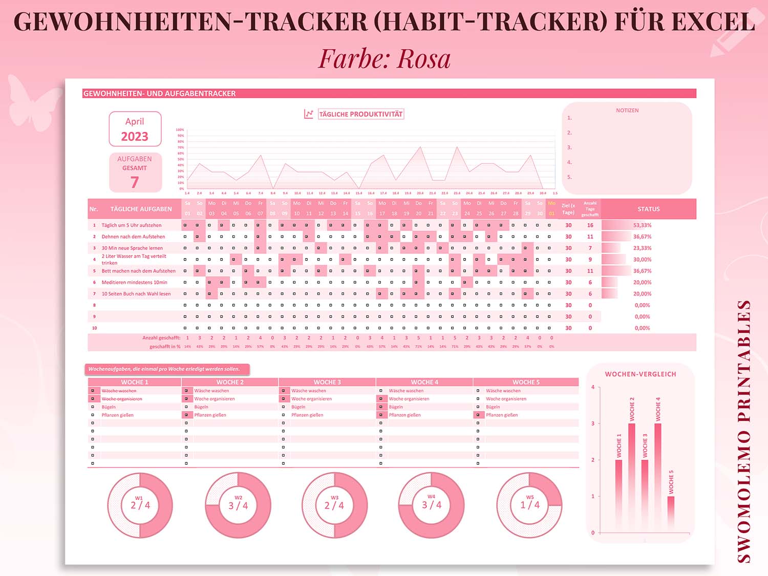 Habit-Tracker-Gewohnheitstracker-für-Excel-Farbe-Rosa