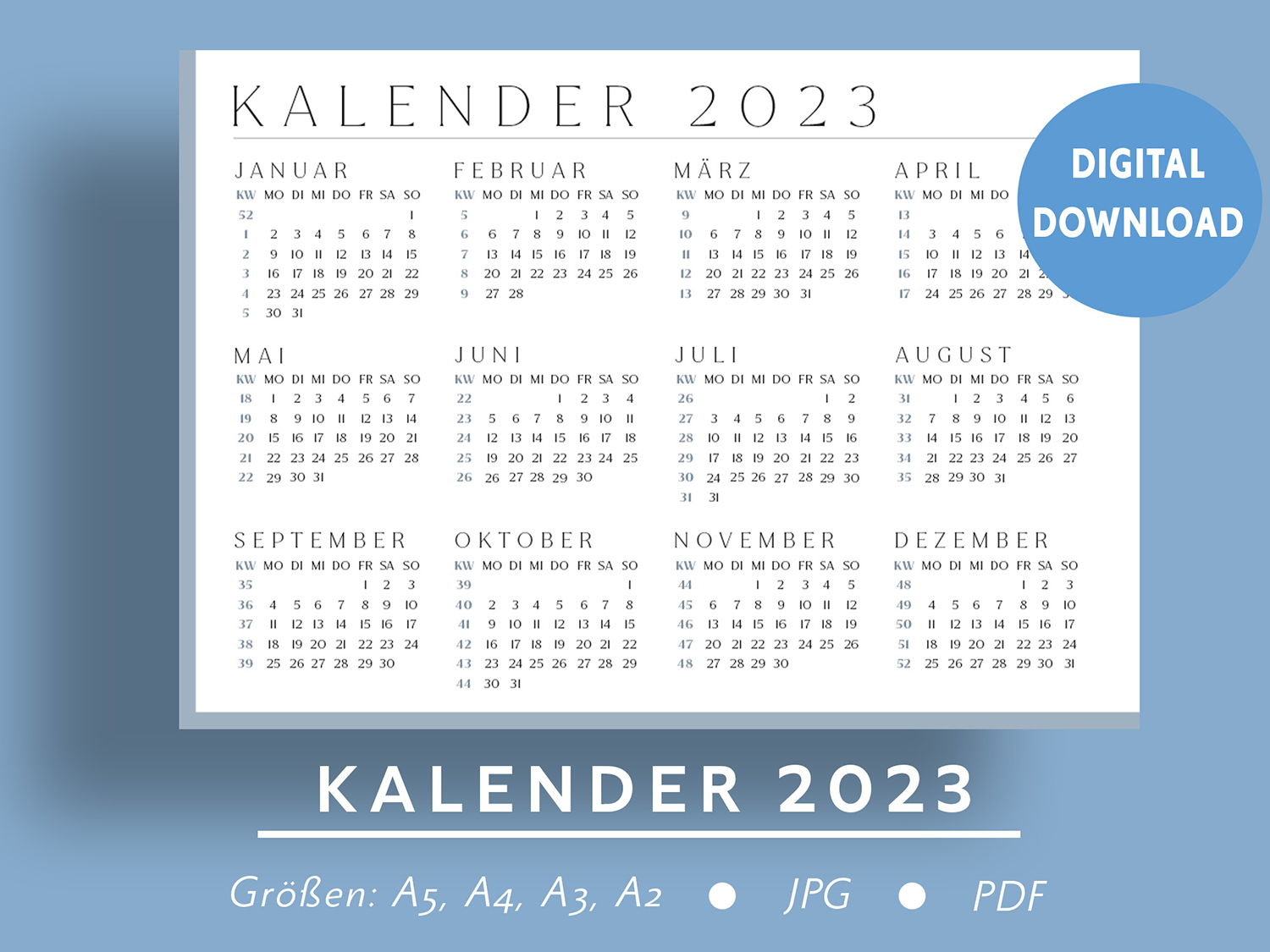 Hellblau-Kalender-2023-ausdrucken