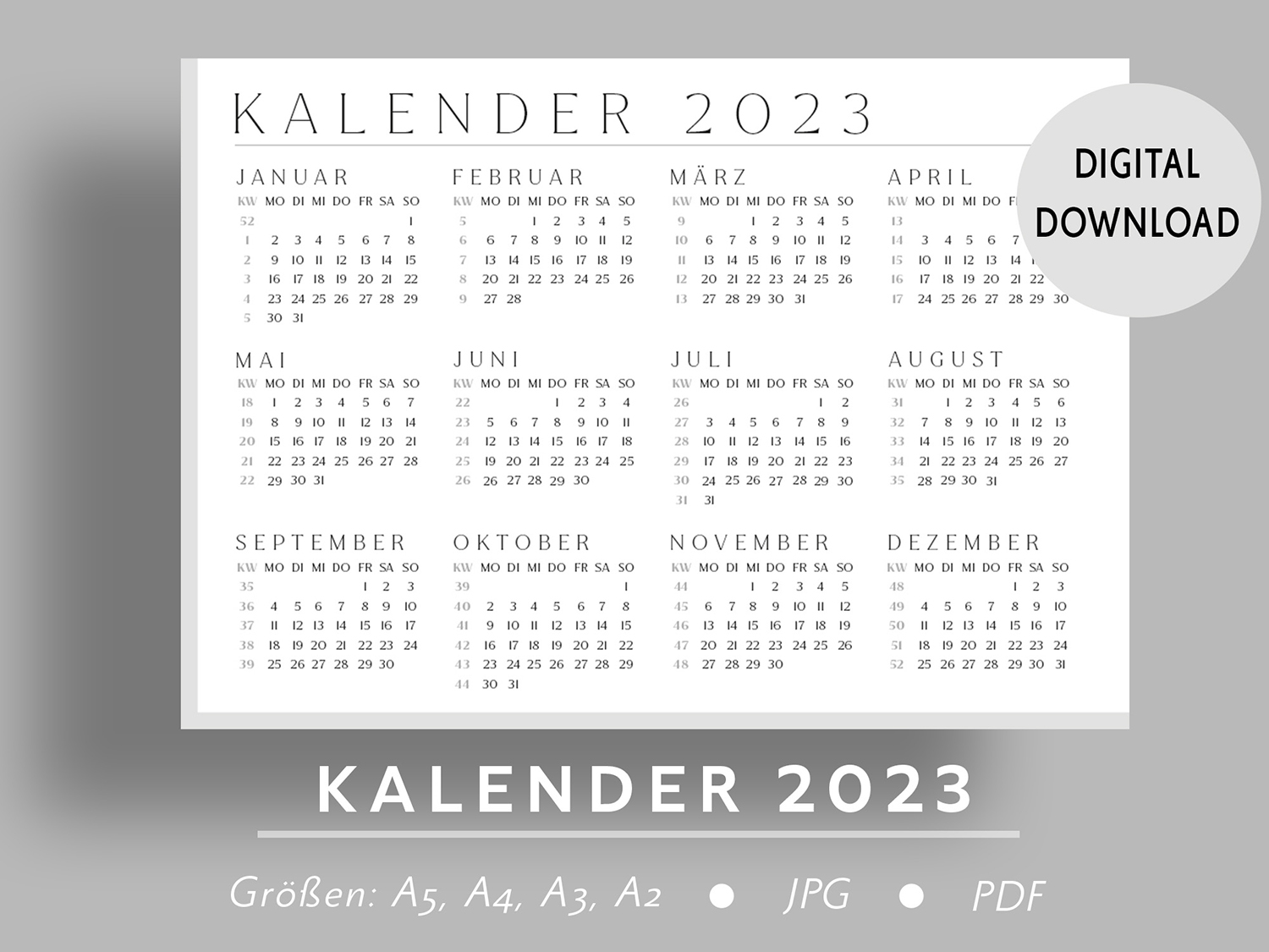 Hellgrau-Kalender-2023-ausdrucken