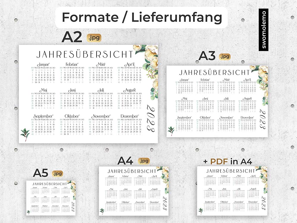 Kalender-2023-zum-Ausdrucken-PDF-Digital-Din-A2-A3-A4-A5-Blumen