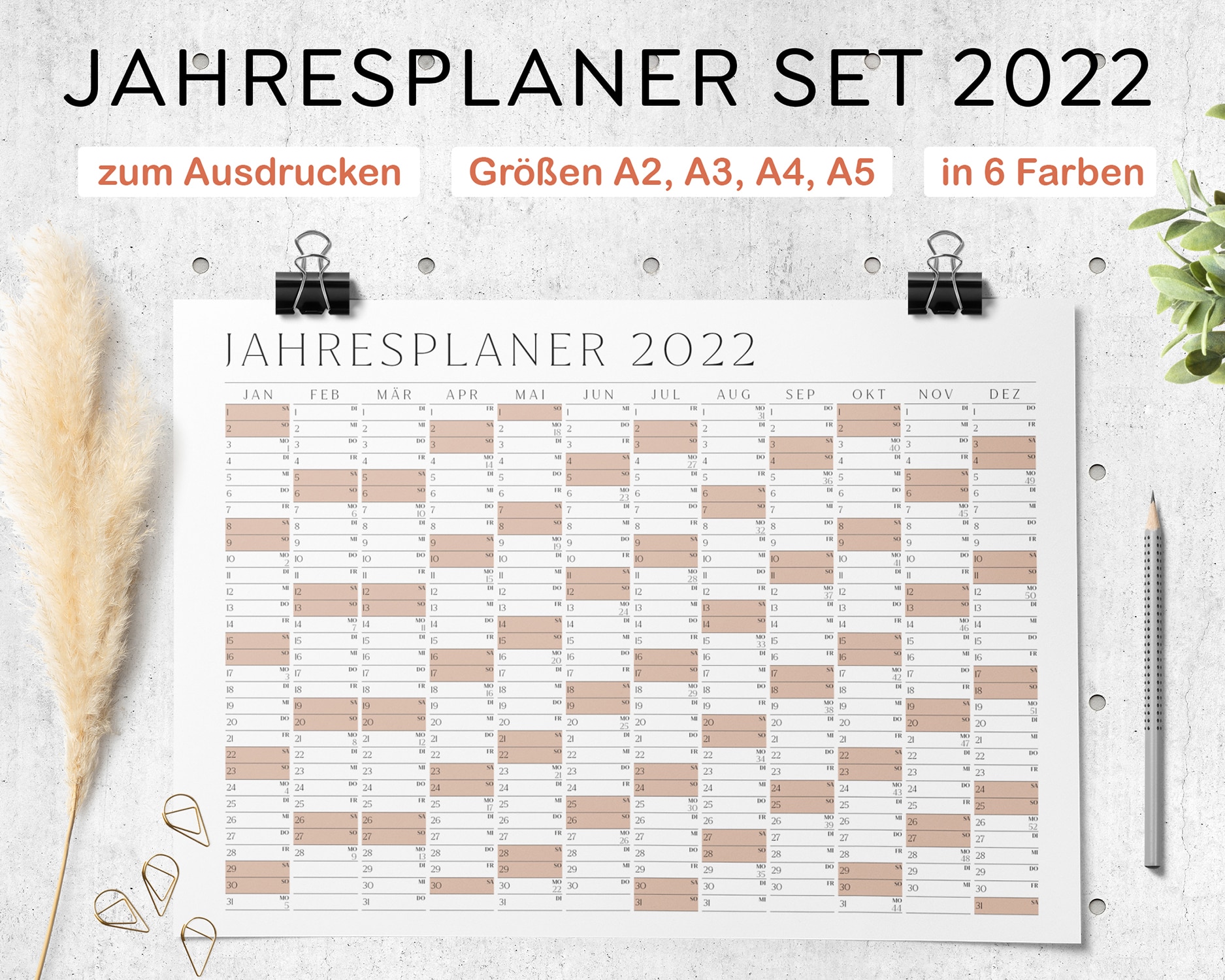 Jahresplaner-2022-Wandkalender-Aufhängen-Ausdrucken-Digital