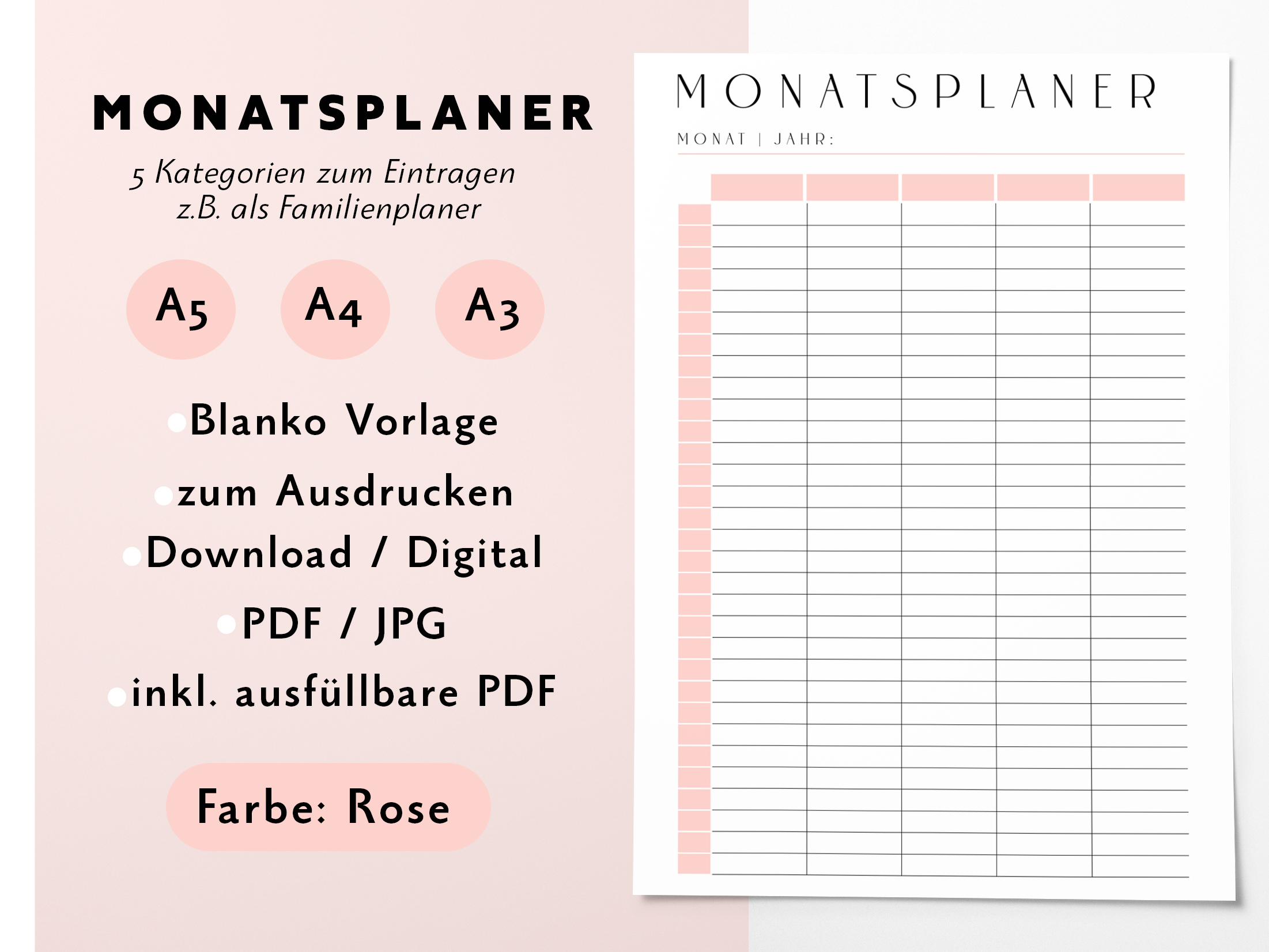 Monatsplaner-Familienplaner-Namen-Eintragen-Terminkalender-Aufhängen-Notizbuch