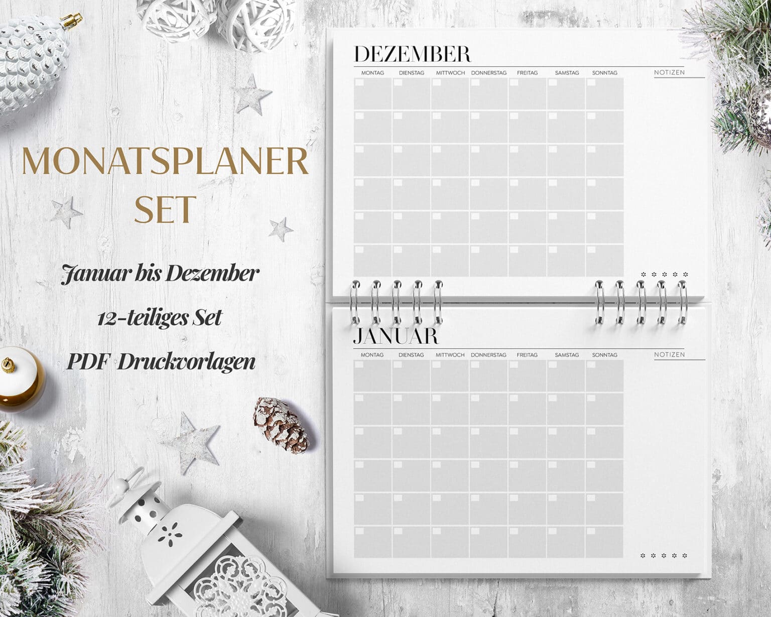 Monatsplan Vorlagen | PDF Set aus 5 Farben | Swomolemo Printables