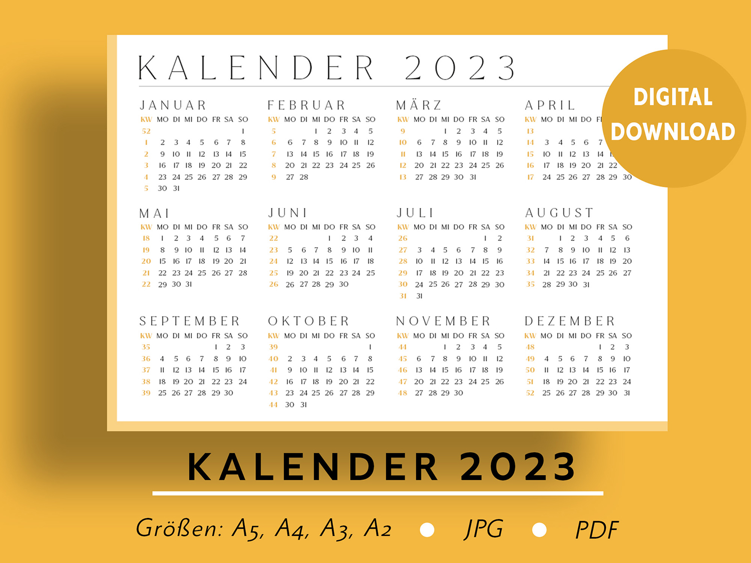 Orange-Kalender-2023-ausdrucken