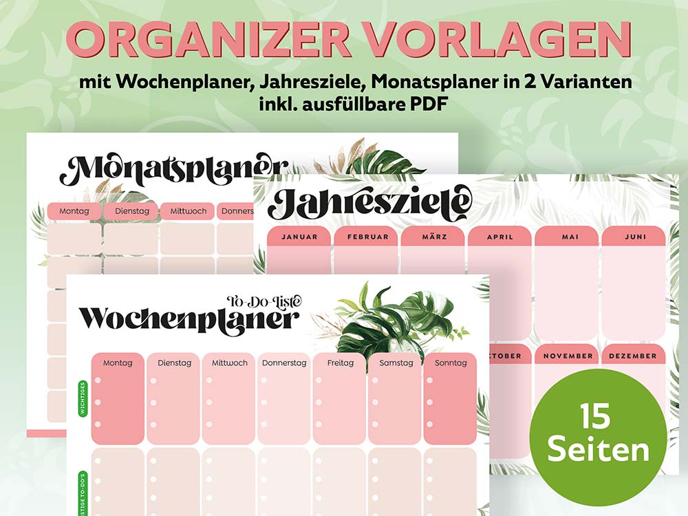 Organizier-Planer-Vorlagen-Printables-Ausdrucken-Digital-Download-Tropic-Rose