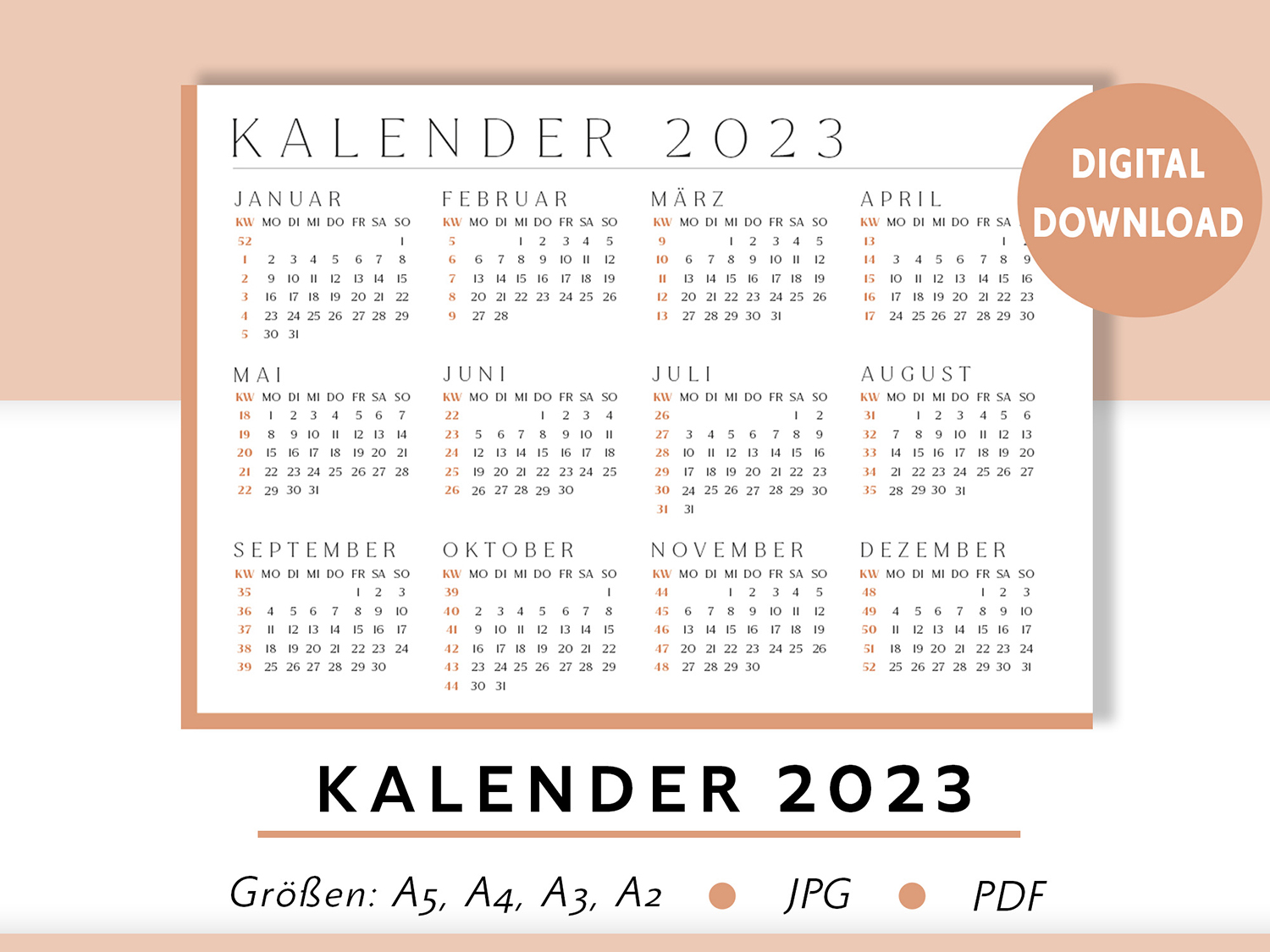 Rot-Orange-Kalender-2023-Digital-Vorlage-Planer-Bilder