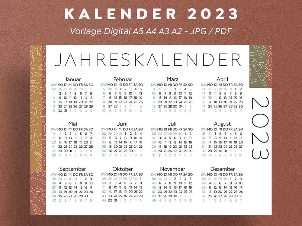 2023-Kalender-Template-Boho-Design-Ausdrucken-Digital