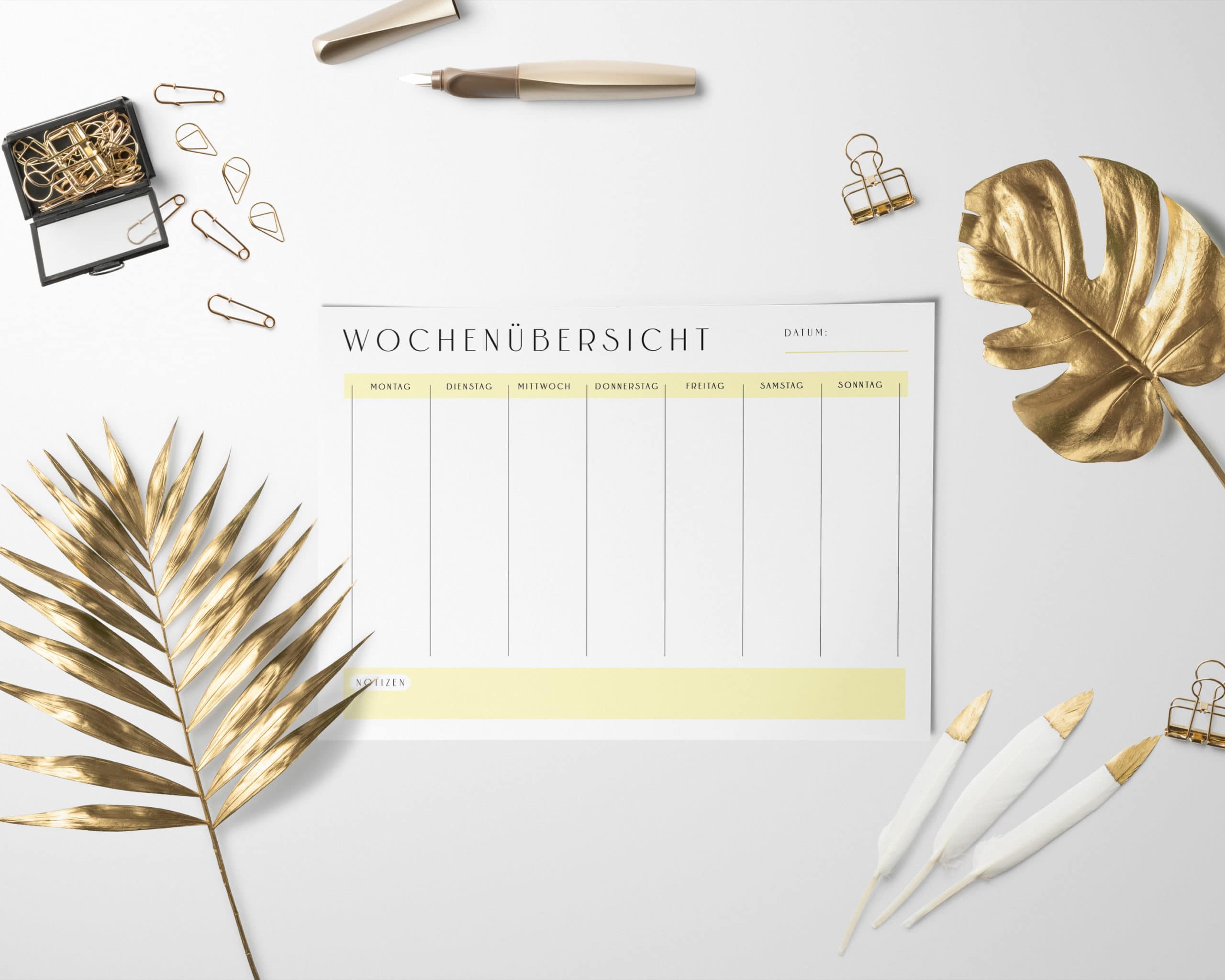 Wochenplaner Muster Druckbar Gelb